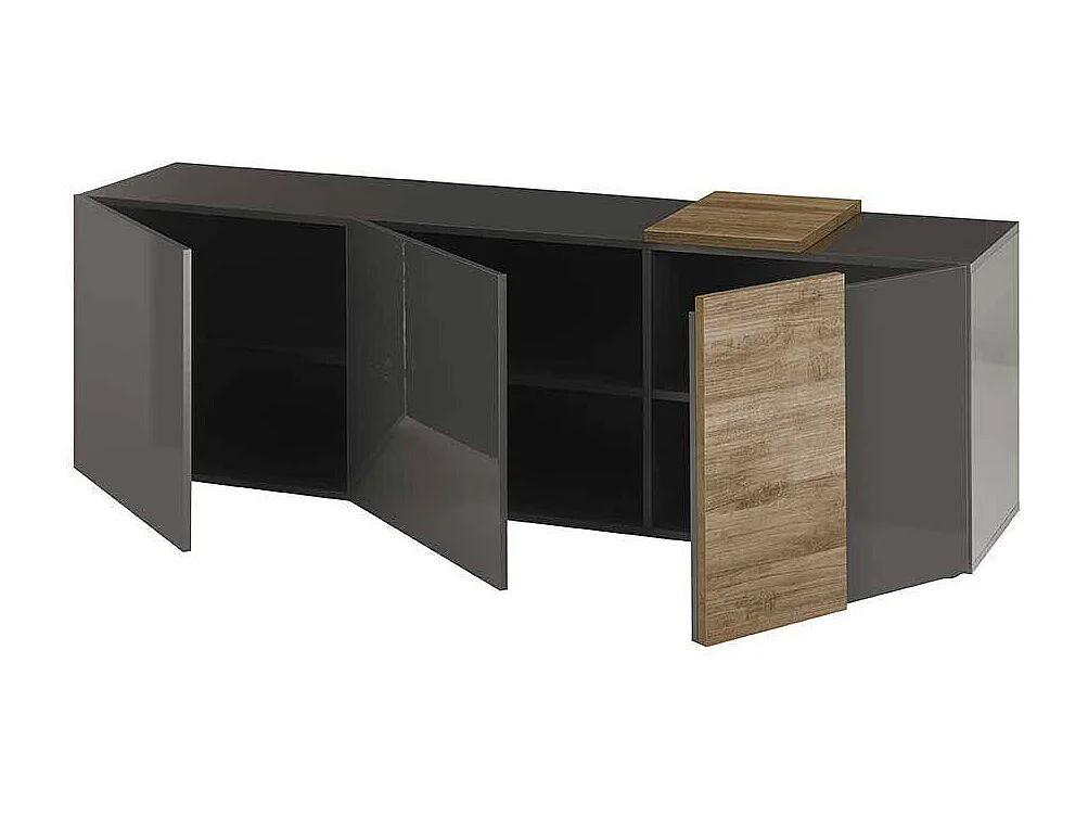 Flachstrecke Wohnzimmer in modernem Design Dunkelgrau & Eichefarben