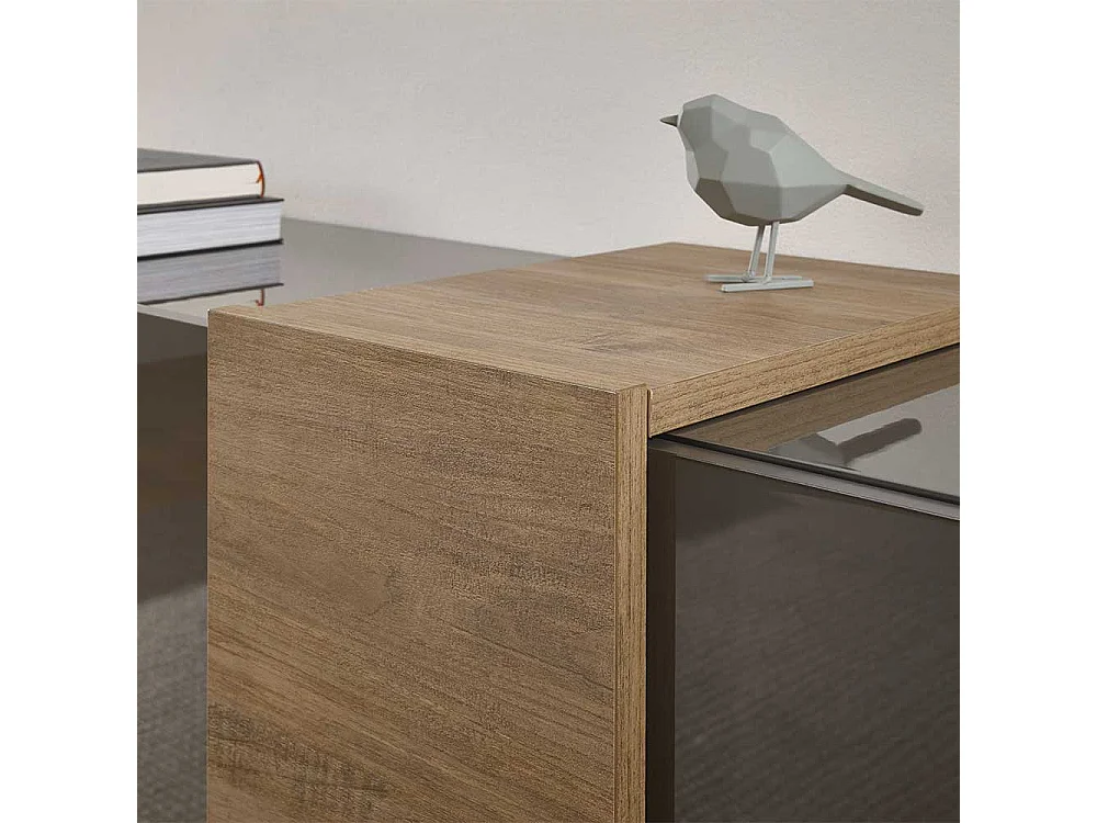 Flachstrecke Wohnzimmer in modernem Design Dunkelgrau & Eichefarben