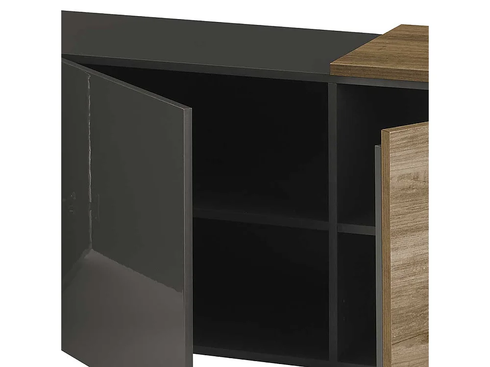 Flachstrecke Wohnzimmer in modernem Design Dunkelgrau & Eichefarben