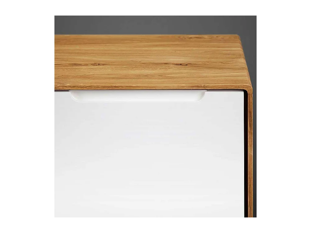 Fernsehtisch in Weiß und Wildeiche 220 cm breit