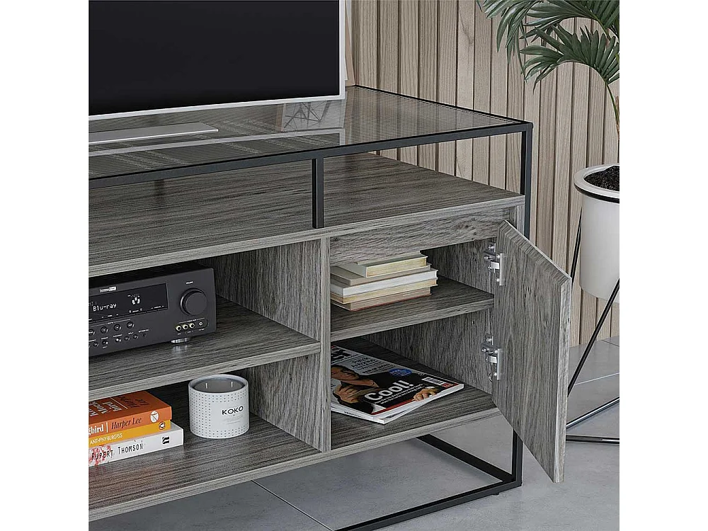 TV Schrank mit Bügelgestell Eiche Grau