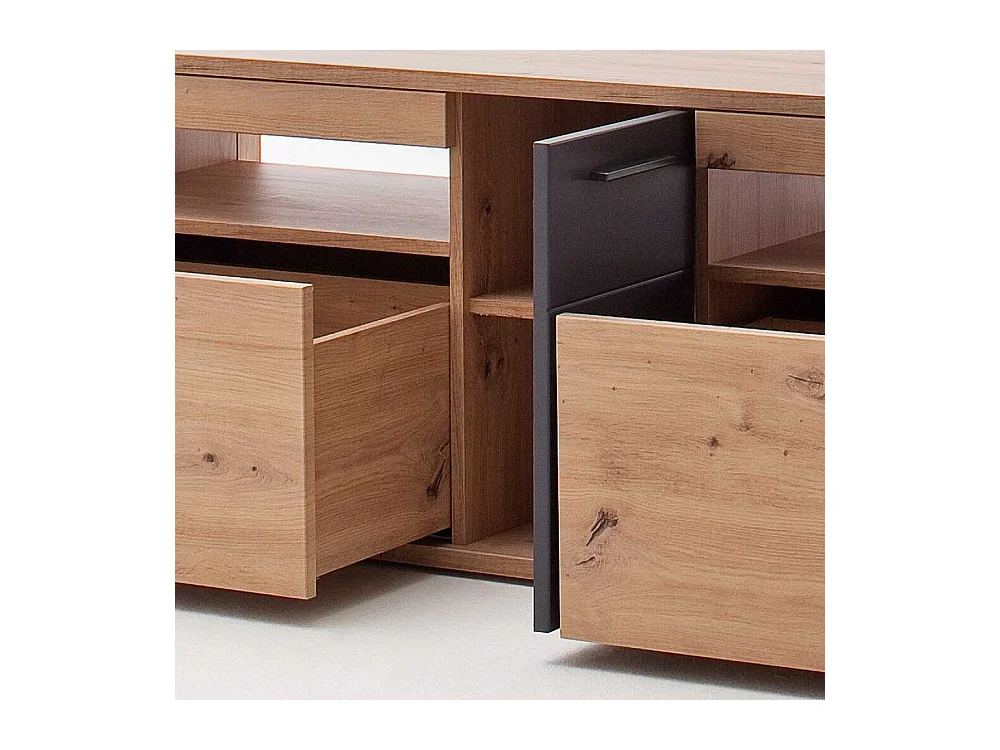 Fernsehtisch in Eichefarben und Anthrazit 180 cm breit