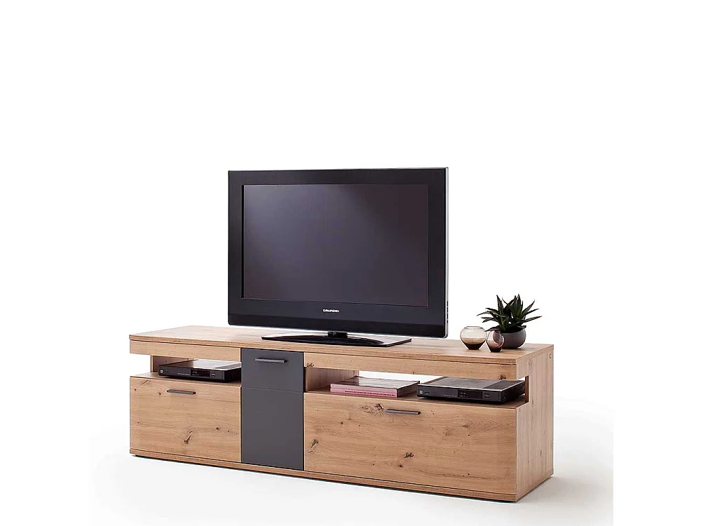 Fernsehtisch in Eichefarben und Anthrazit 180 cm breit