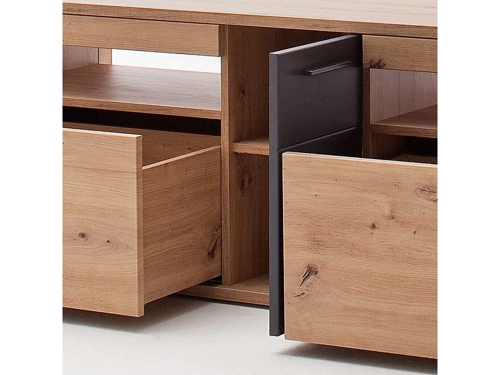 Fernsehtisch in Eichefarben und Anthrazit 180 cm breit