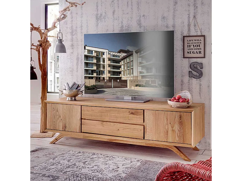 Fernsehmöbel Vollholz aus Wildeiche Massivholz 180 cm breit