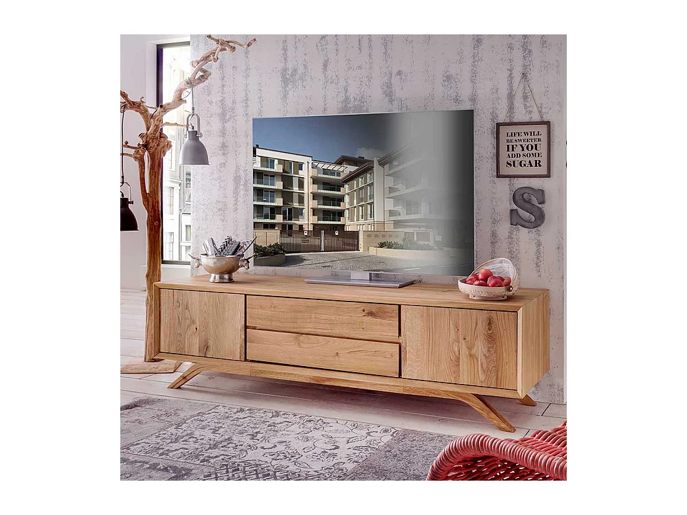 Fernsehmöbel Vollholz aus Wildeiche Massivholz 180 cm breit
