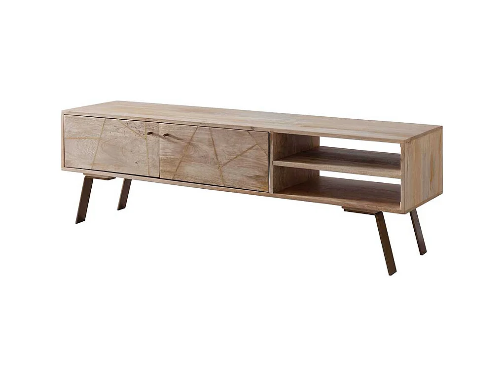 TV Lowboard aus Mangobaum Massivholz und Eisen 145 cm breit