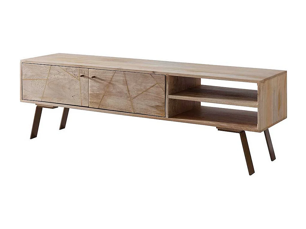 TV Lowboard aus Mangobaum Massivholz und Eisen 145 cm breit