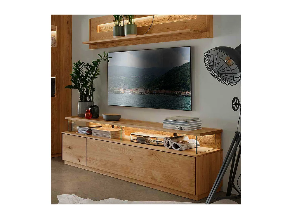 Fernseh Unterschrank massiv aus Wildeiche geölt Push to open Funktion