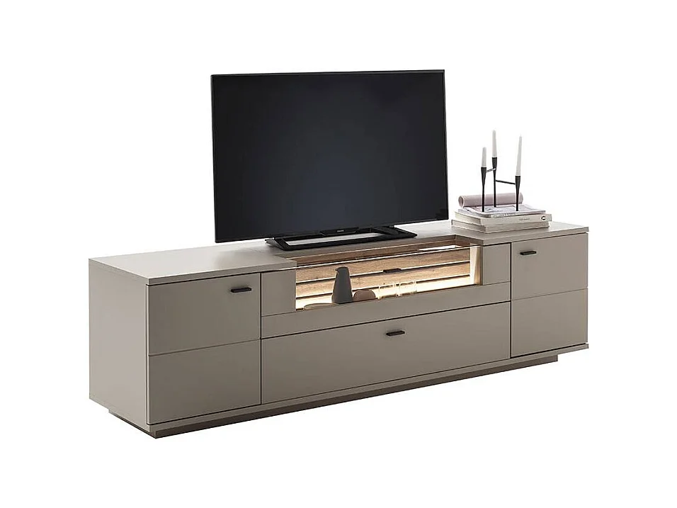 TV Board Fernsehschrank in Grau und Wildeichefarben