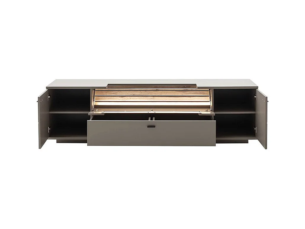 TV Board Fernsehschrank in Grau und Wildeichefarben