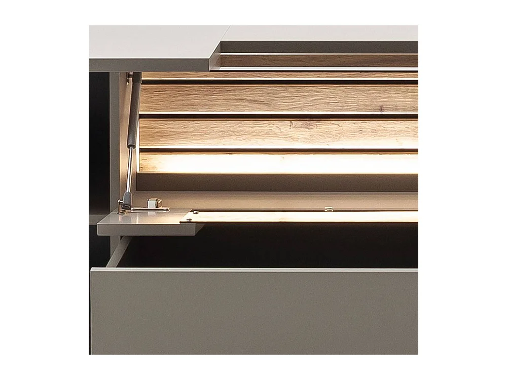 TV Board Fernsehschrank in Grau und Wildeichefarben