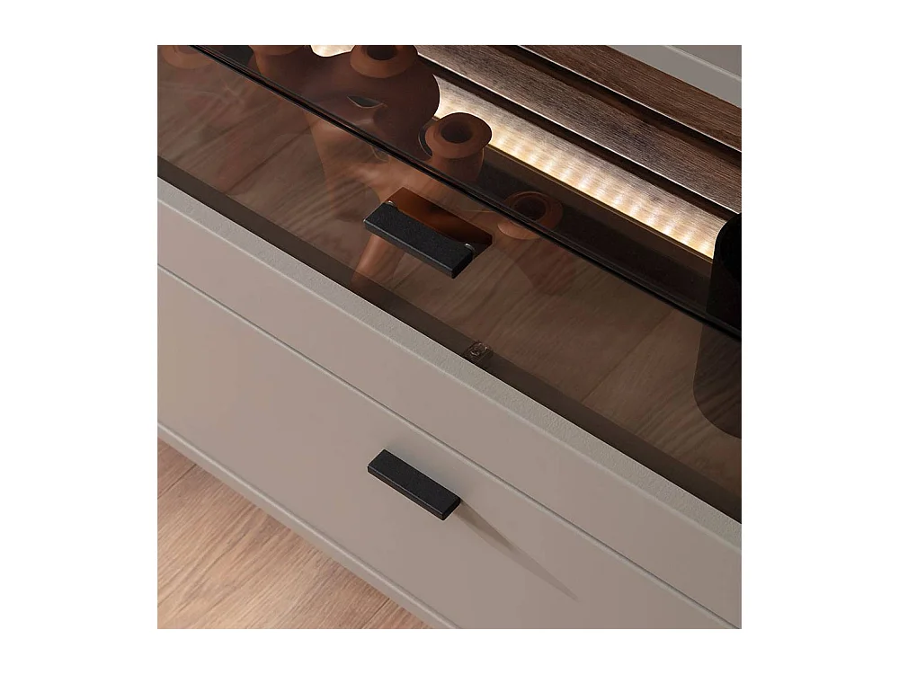 TV Board Fernsehschrank in Grau und Wildeichefarben