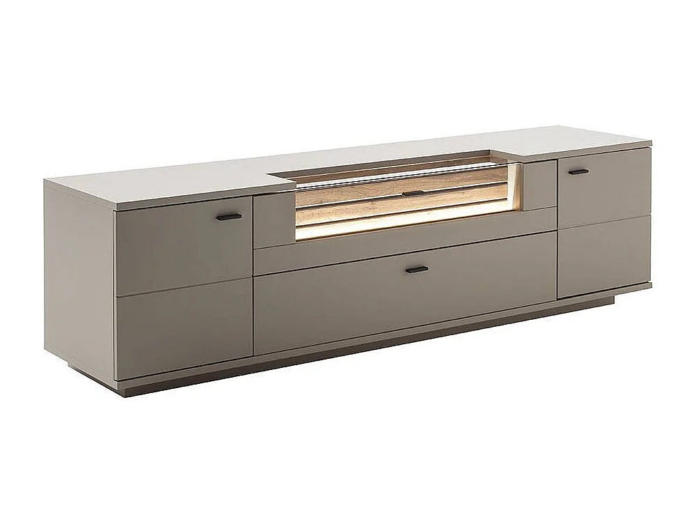 TV Board Fernsehschrank in Grau und Wildeichefarben