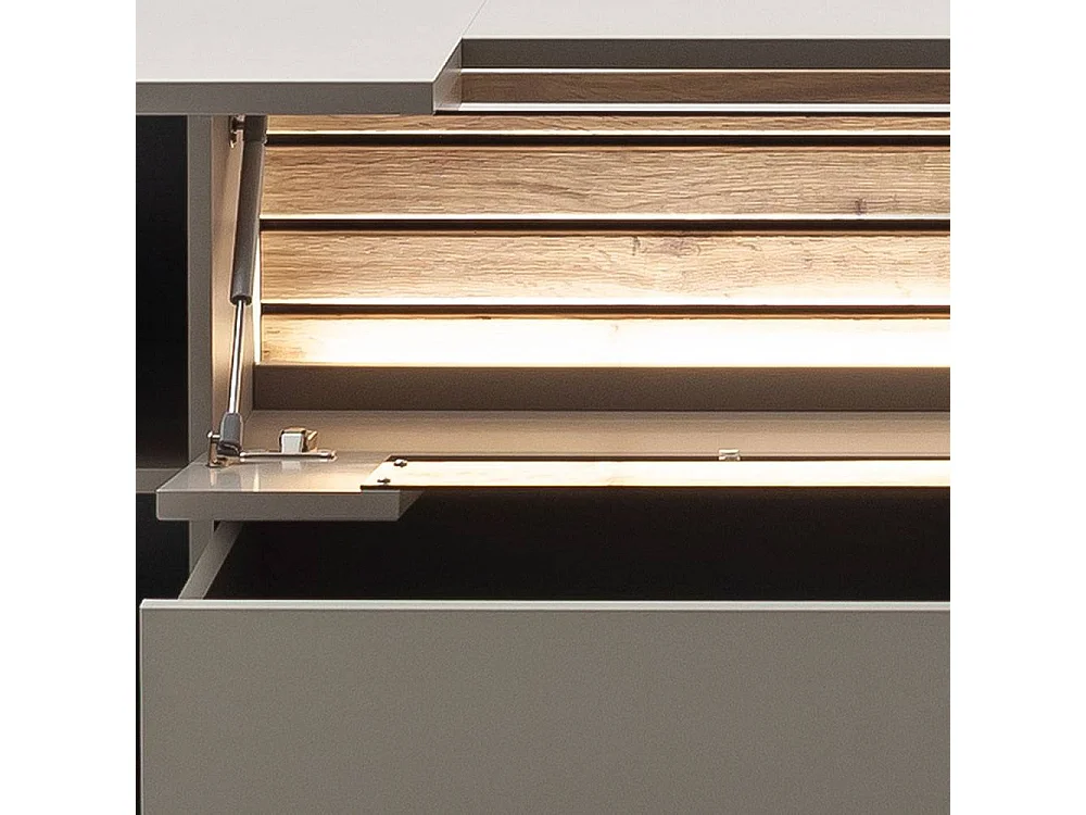 TV Board Fernsehschrank in Grau und Wildeichefarben