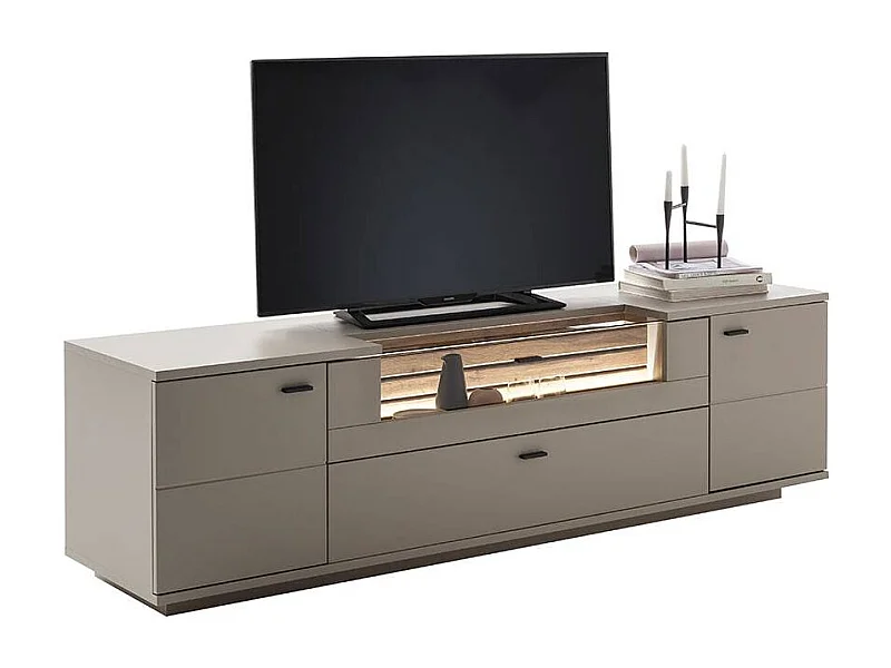 TV Board Fernsehschrank in Grau und Wildeichefarben