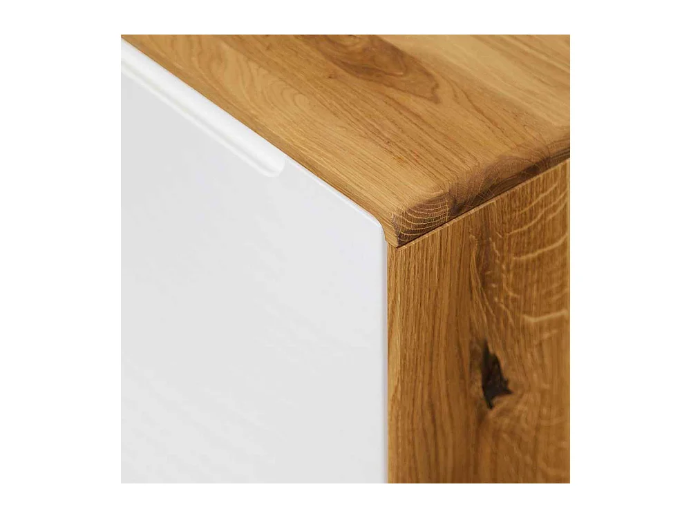 Fernsehkommode in Weiß und Wildeiche 220 cm breit
