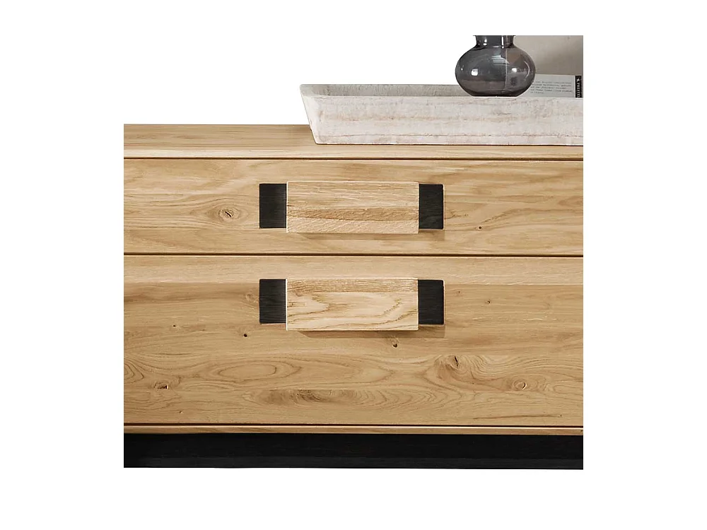 TV Lowboard aus Wildeiche und Eiche Massivholz zwei Schubladen