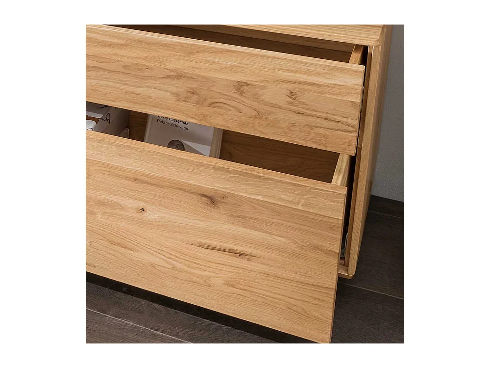 TV Lowboard aus Wildeiche und Eiche Massivholz zwei Schubladen