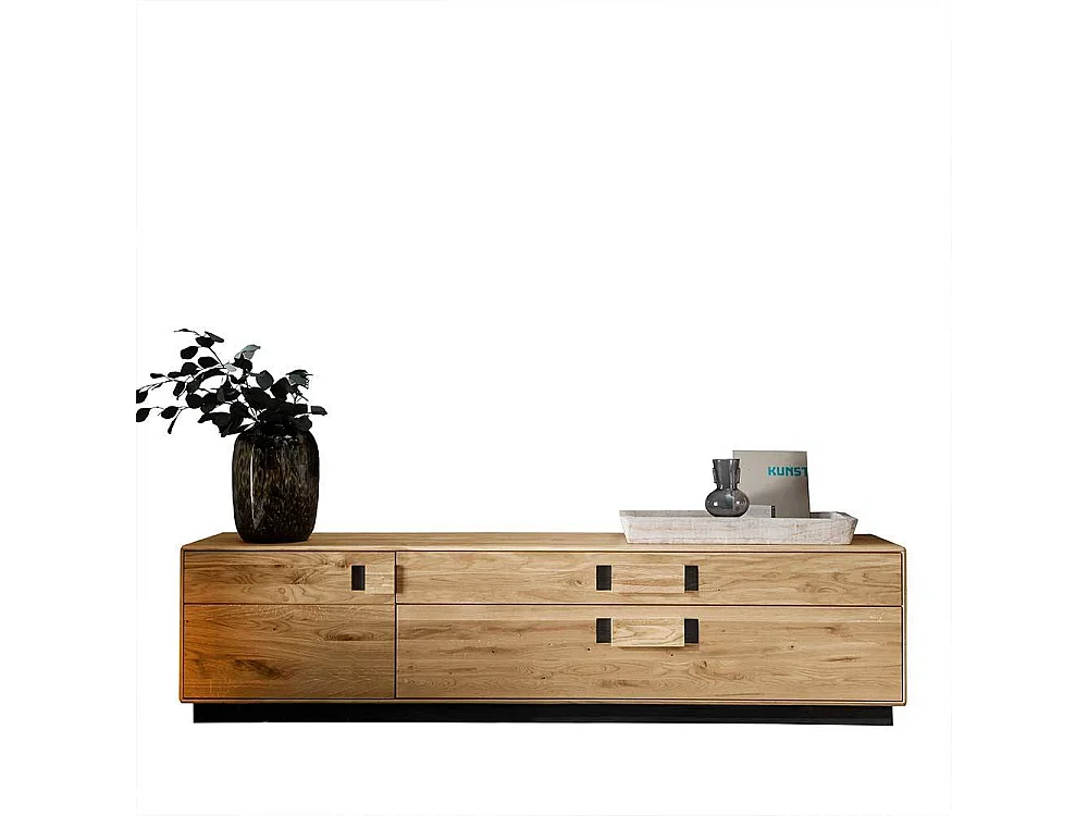 TV Lowboard aus Wildeiche und Eiche Massivholz zwei Schubladen