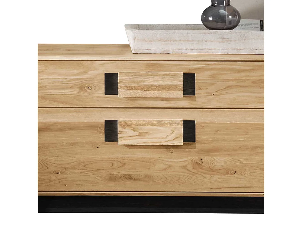 TV Lowboard aus Wildeiche und Eiche Massivholz zwei Schubladen