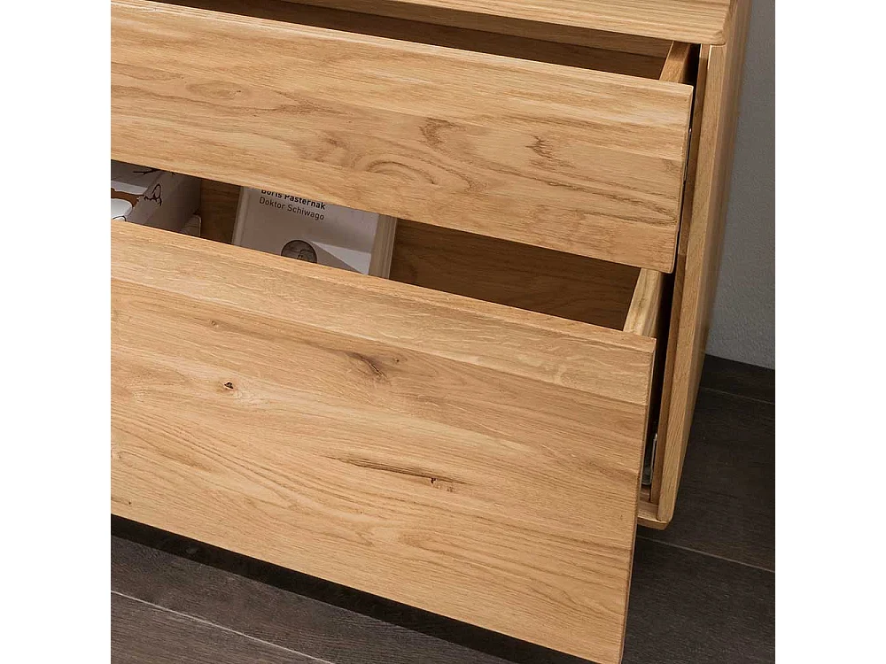 TV Lowboard aus Wildeiche und Eiche Massivholz zwei Schubladen