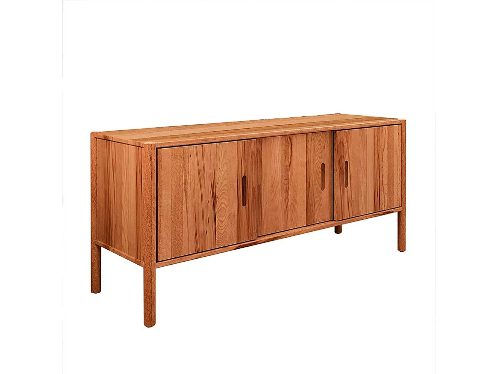 Lowboard mit Schiebetüren aus Wildbuche Massivholz 142 cm breit