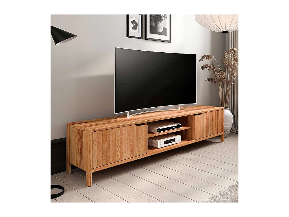 TV Board Lowboard mit Türen aus Kernbuche Massivholz