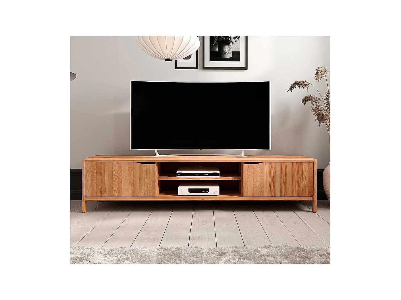 TV Board Lowboard mit Türen aus Kernbuche Massivholz