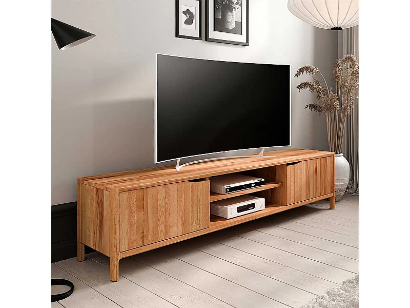 TV Board Lowboard mit Türen aus Kernbuche Massivholz