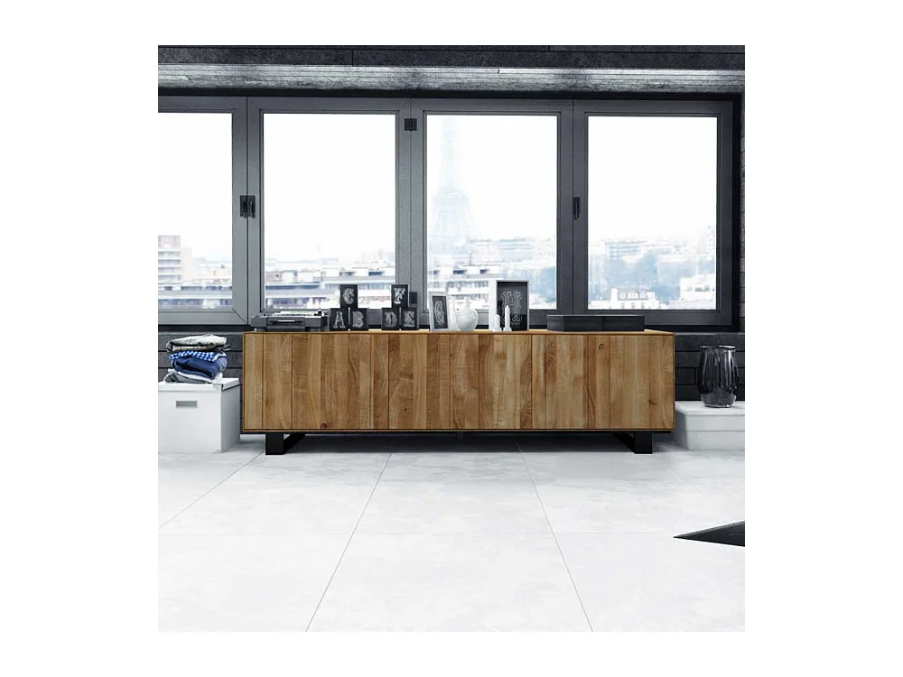 Massivholz Lowboard aus Wildeiche geölt Stahl