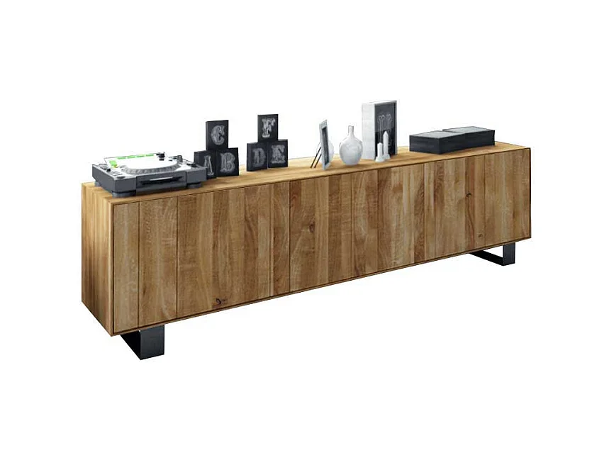 Massivholz Lowboard aus Wildeiche geölt Stahl