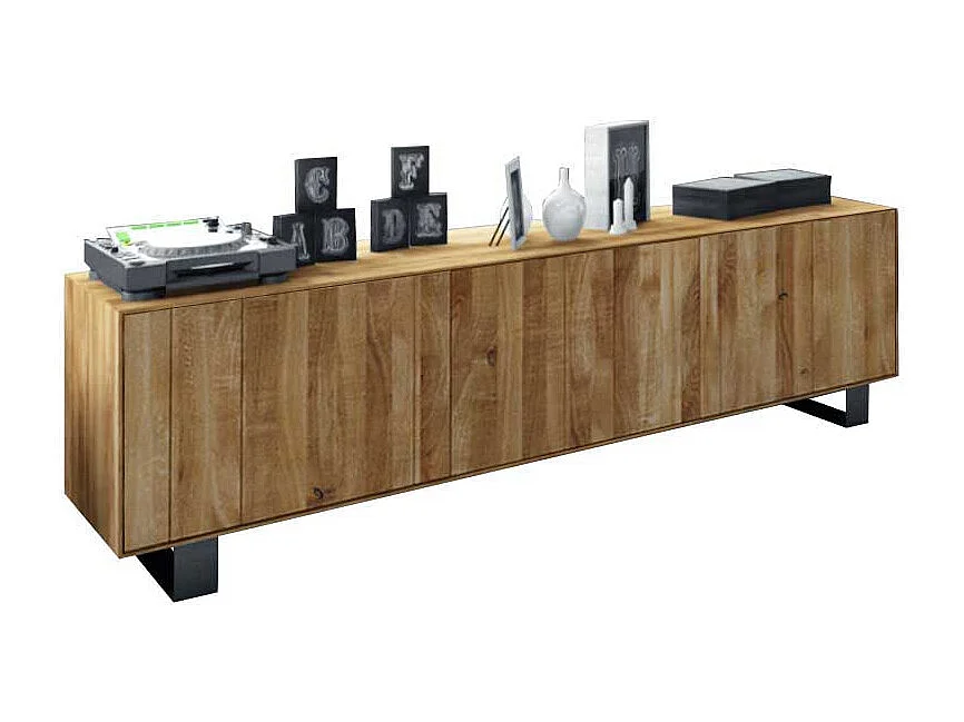 Massivholz Lowboard aus Wildeiche geölt Stahl