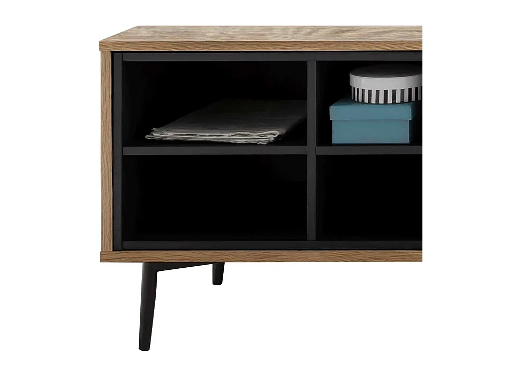 TV Schrank in Anthrazit und Holz Naturfarben 1-türig