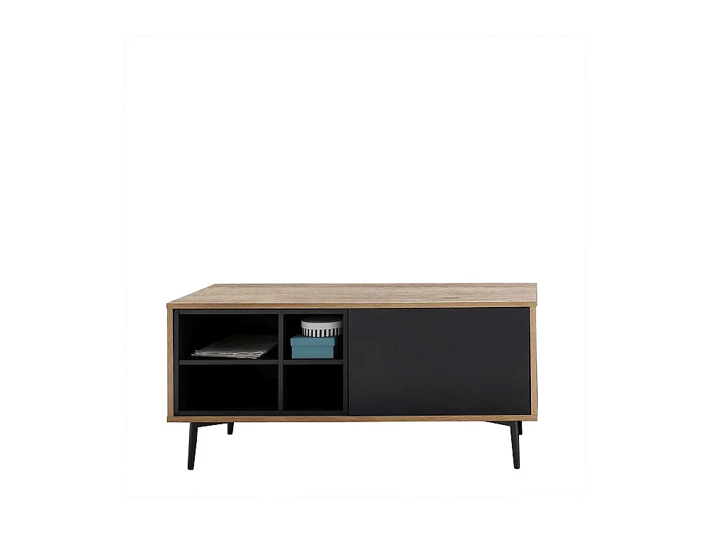 TV Schrank in Anthrazit und Holz Naturfarben 1-türig