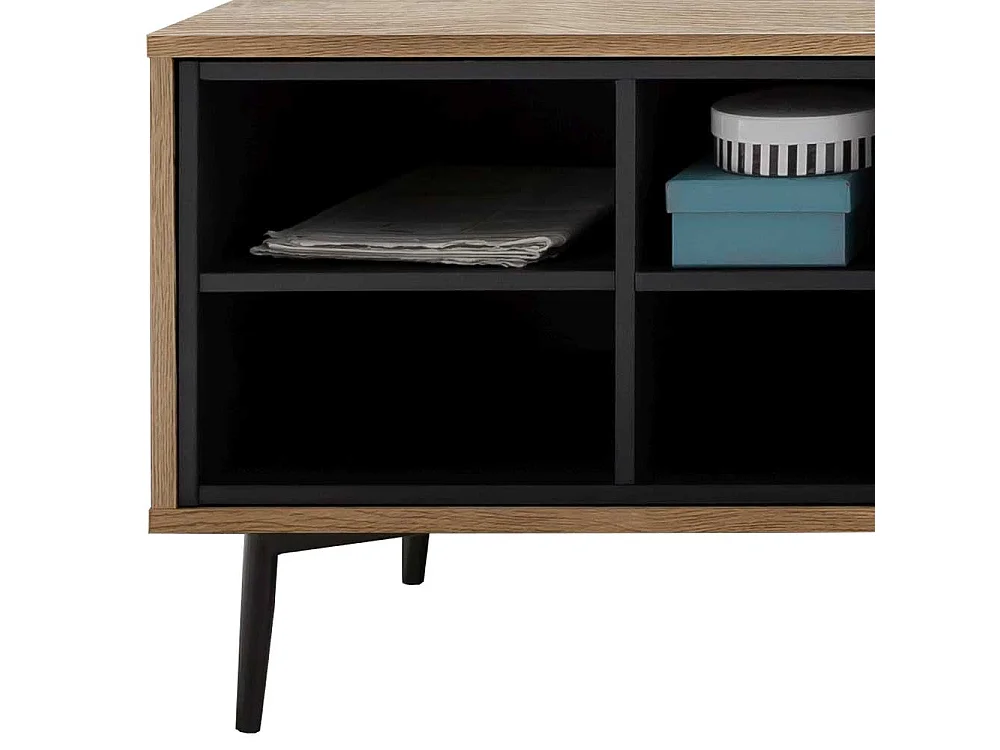 TV Schrank in Anthrazit und Holz Naturfarben 1-türig