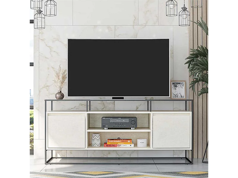 TV Lowboard mit Türen offenen Gerätefächern