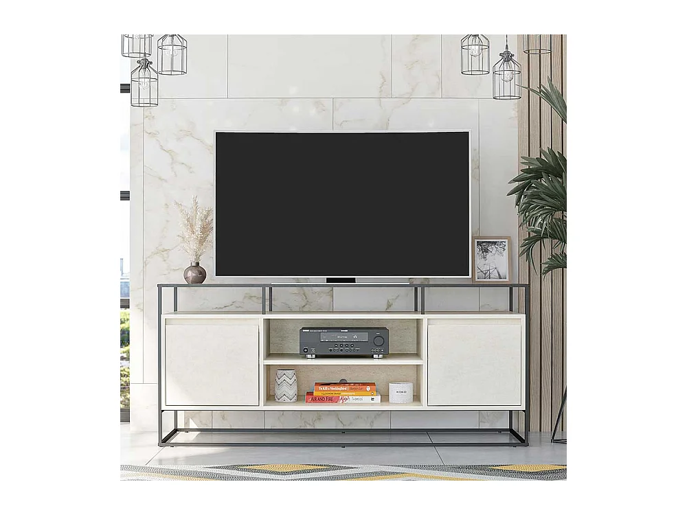 TV Lowboard mit Türen offenen Gerätefächern