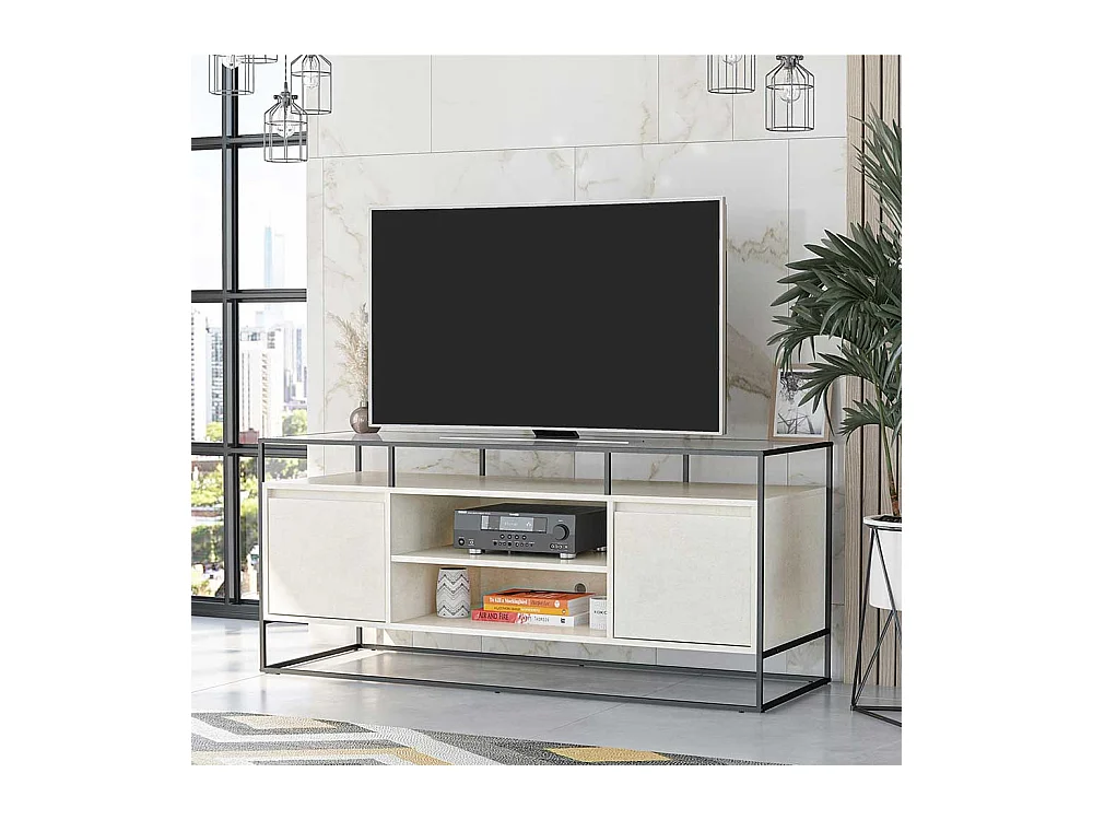 TV Lowboard mit Türen offenen Gerätefächern