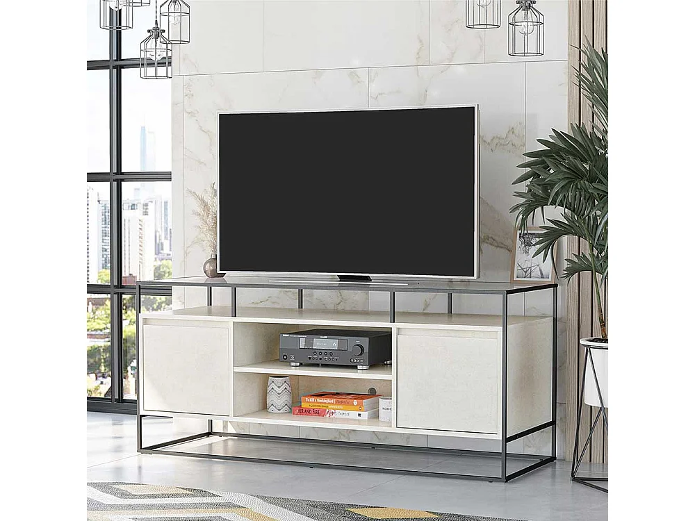 TV Lowboard mit Türen offenen Gerätefächern