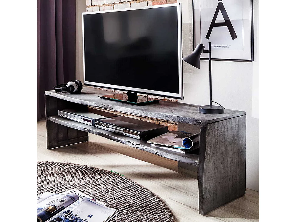 Fernseher Tisch in Grau Akazie Massivholz