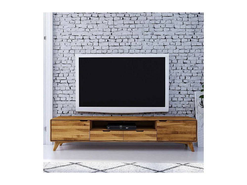 TV Board aus Wildeiche Massivholz 220 cm breit