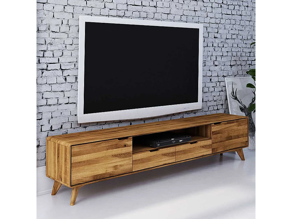 TV Board aus Wildeiche Massivholz 220 cm breit