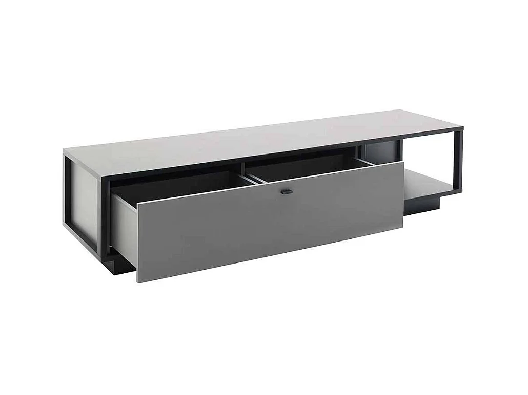 TV Tisch in Grau einer Schublade & offenem Fach