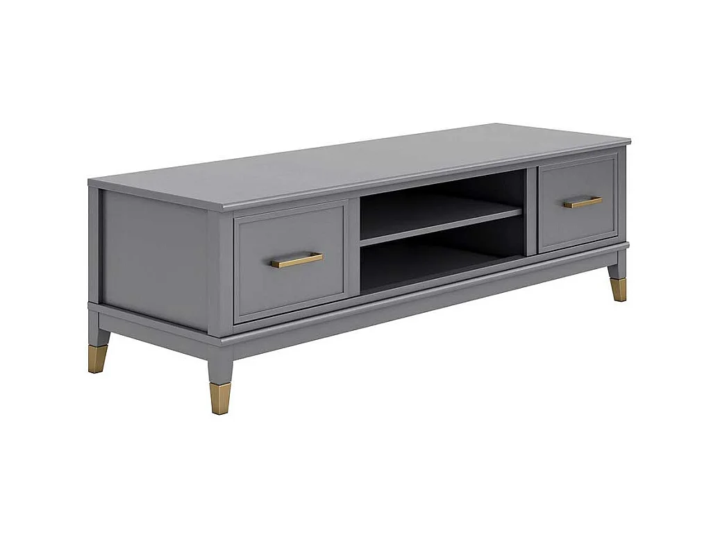 TV Board mit Türen Grau und Goldfarben