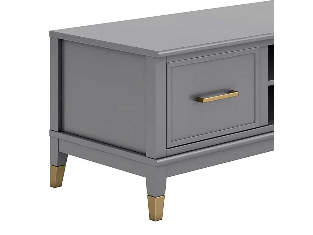 TV Board mit Türen Grau und Goldfarben