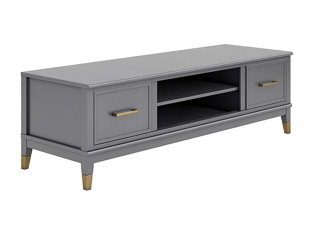 TV Board mit Türen Grau und Goldfarben