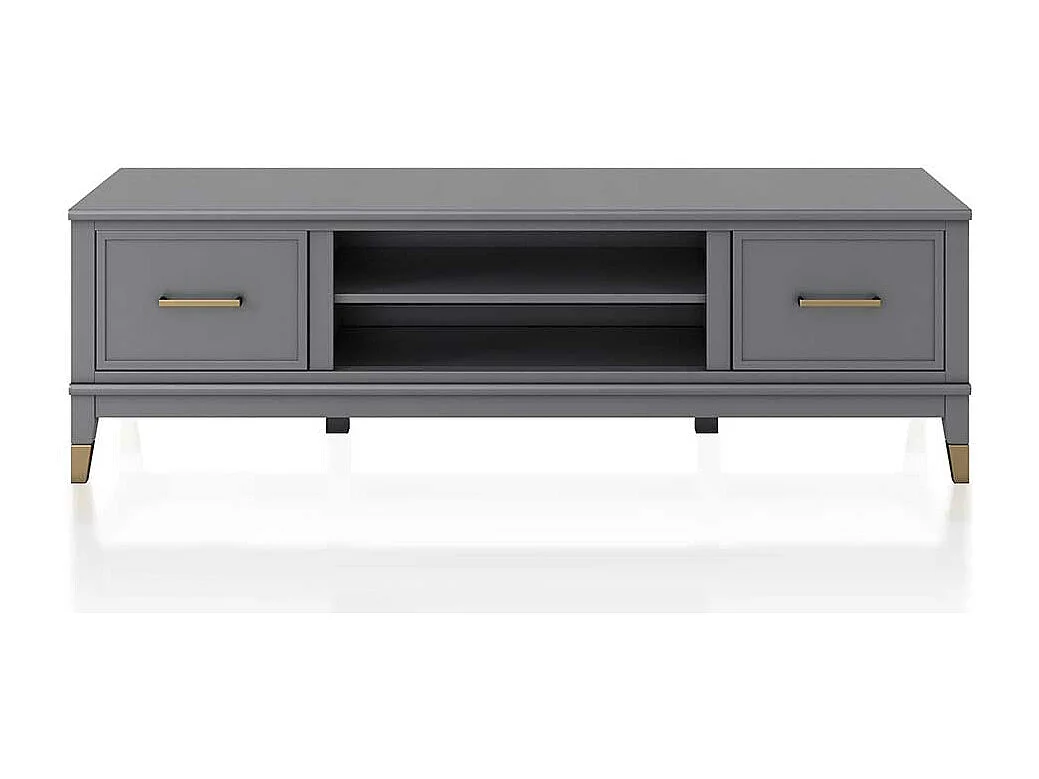 TV Board mit Türen Grau und Goldfarben