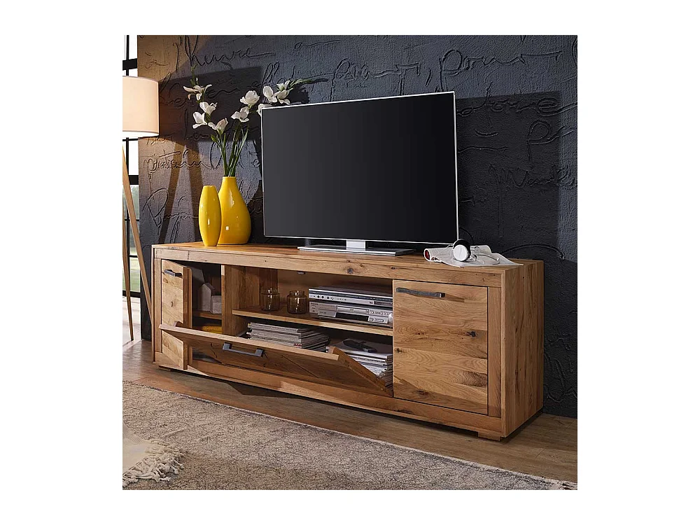 TV Board aus Wildeiche Massivholz rustikalen Look