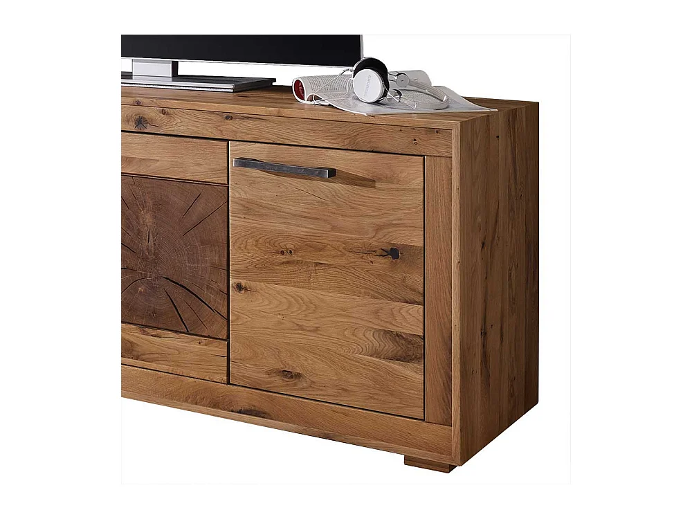 TV Board aus Wildeiche Massivholz rustikalen Look